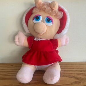 Vintage Baby Miss Piggy Christmas Plush 1987 11" Jim Henson Muppets